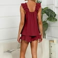 thumbnail image 4 of VISALY Women Pajama Sets Short Sleepwear for Women Sleeveless Tank Tops Square Neckline Cami Top with Shorts Soft Loungewear Loose Nightwear Matching Pajama Set Wine M, 4 of 8