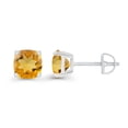 thumbnail image 2 of Decadence 925 Sterling Silver 6mm Cushion Cut Natural Citrine November Birthstone Screwback Stud Earrings, 2 of 7