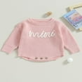 thumbnail image 2 of Nouveau-né Bébé Garçons Filles Pull Rompers Lettre Col Rond Manches Longues Tricot Combinaisons Automne Vêtements Combinaisons, 2 of 7