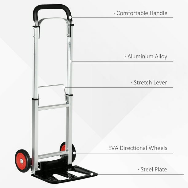 Chariot de transport Diable pliable en aluminium avec poignée