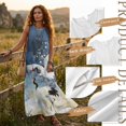 thumbnail image 7 of FOR U DESIGNS Crane Flower Print Couples Matching Outfits His and Hers Matching Set Linen-Look Women Sleeveless Dress with Pocket or Men Casual Shirt, 7 of 7