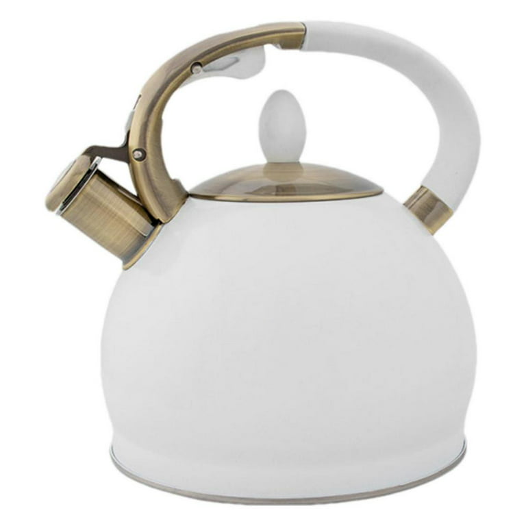 SUSTEAS Retro Tea Kettle for Stove Top, 2.64QT Whistling Teapot with  Ergonomic Handle, White 
