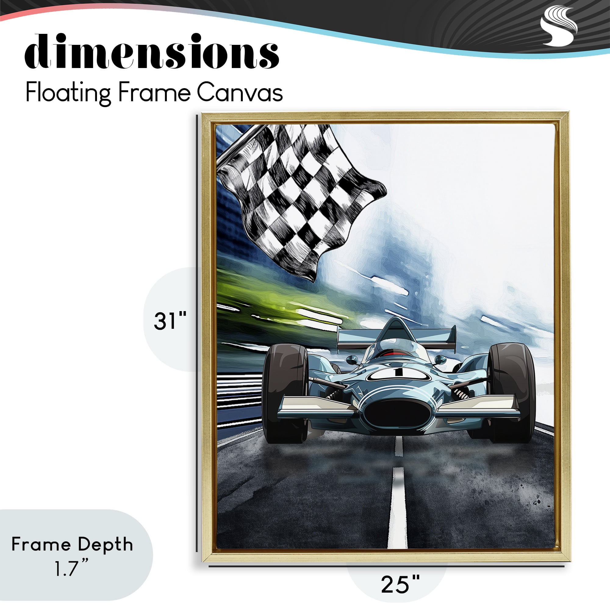 Stupell Industries Racecar Set Go Gold Framed Floater Canvas Wall Art, design by Christine Simpson Art