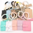 thumbnail image 1 of Women Keychain Bag with Tassel Wallet Fashion Key Chain Snap Button Card Holder Bangle Bracelet Keyring Pendant Accessory Sunflowers, 1 of 8