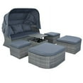 thumbnail image 4 of Harper & Bright Designs Outdoor Patio Furniture Set Daybed Sunbed, PE Wicker Sectional Sofa Set with Retractable Canopy/Lift Top Coffee Table, Rattan Conversation Set, Grey, 4 of 16