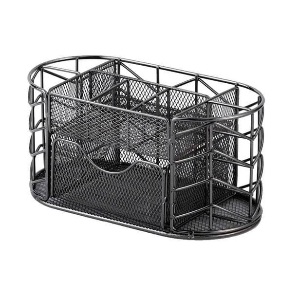 Seitruly Metal organizado en múltiples compartimentos - Caja de almacenamiento de suministros de oficina Hierro resistente y duradero negro Type2 NO2