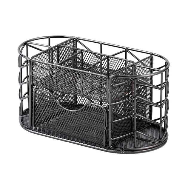Contenedor organizador de malla metálica, caja de almacenamiento de gran capacidad, portalápices de escritorio, caja de Clips, organizador de papelería escolar y de oficina