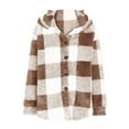 thumbnail image 6 of Womens Plaid Shirts Fleece Jacket Long Sleeve Fashion Casual Plush Loose Plus Size Cardigan Coat, 6 of 7