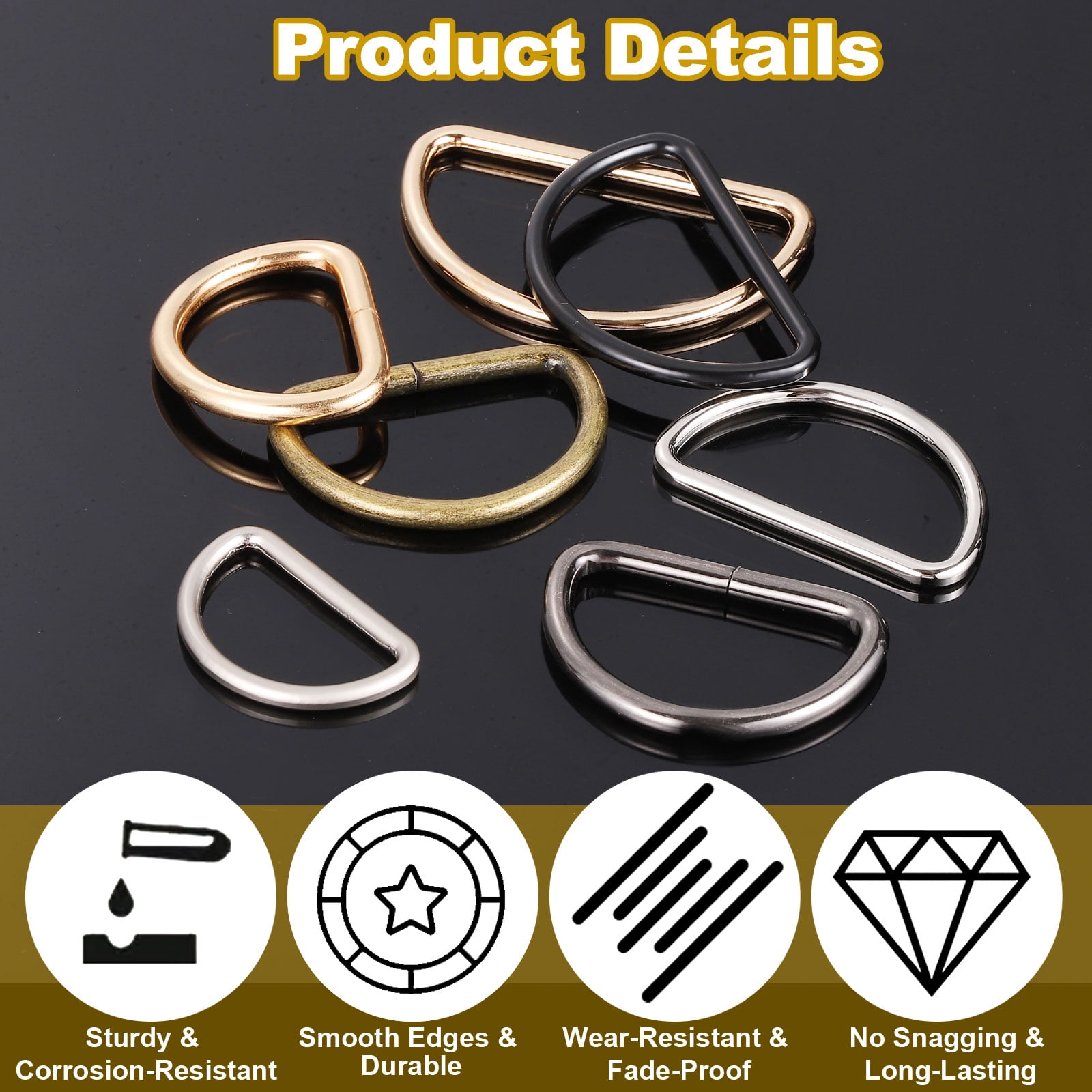 Uxcell Metal D Ring, (1-1/4", Silver)(50 Pcs), Heavy Duty Welded Solid D Rings Metal D Buckle, Suit for Bags/Backpack/Wallets/Leather/Straps/Webbing/Pet Collars/Hardware Assorted