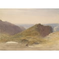 thumbnail image 2 of Samuel Palmer 14x11 Gold Ornate Wood Frame and Double Matted Museum Art Print Titled - On the North Coast of Devon, Lundy Island in the Distance (ca. 1835), 2 of 4