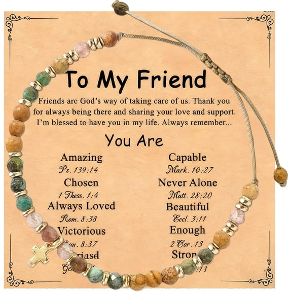 Friendship Gifts Cross Bracelet for Women, Christian Gifts for Sister in Christ, Charm Bracelets for Best Friend, Daughter,Granddaughter, Mom on Birthday Christmas Baptism Easter Graduation