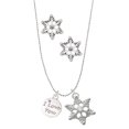 thumbnail image 1 of Delight Jewelry Silvertone I Love You Disc Silver tone Snowflake Charm Necklace and Stud Earrings, 1 of 4