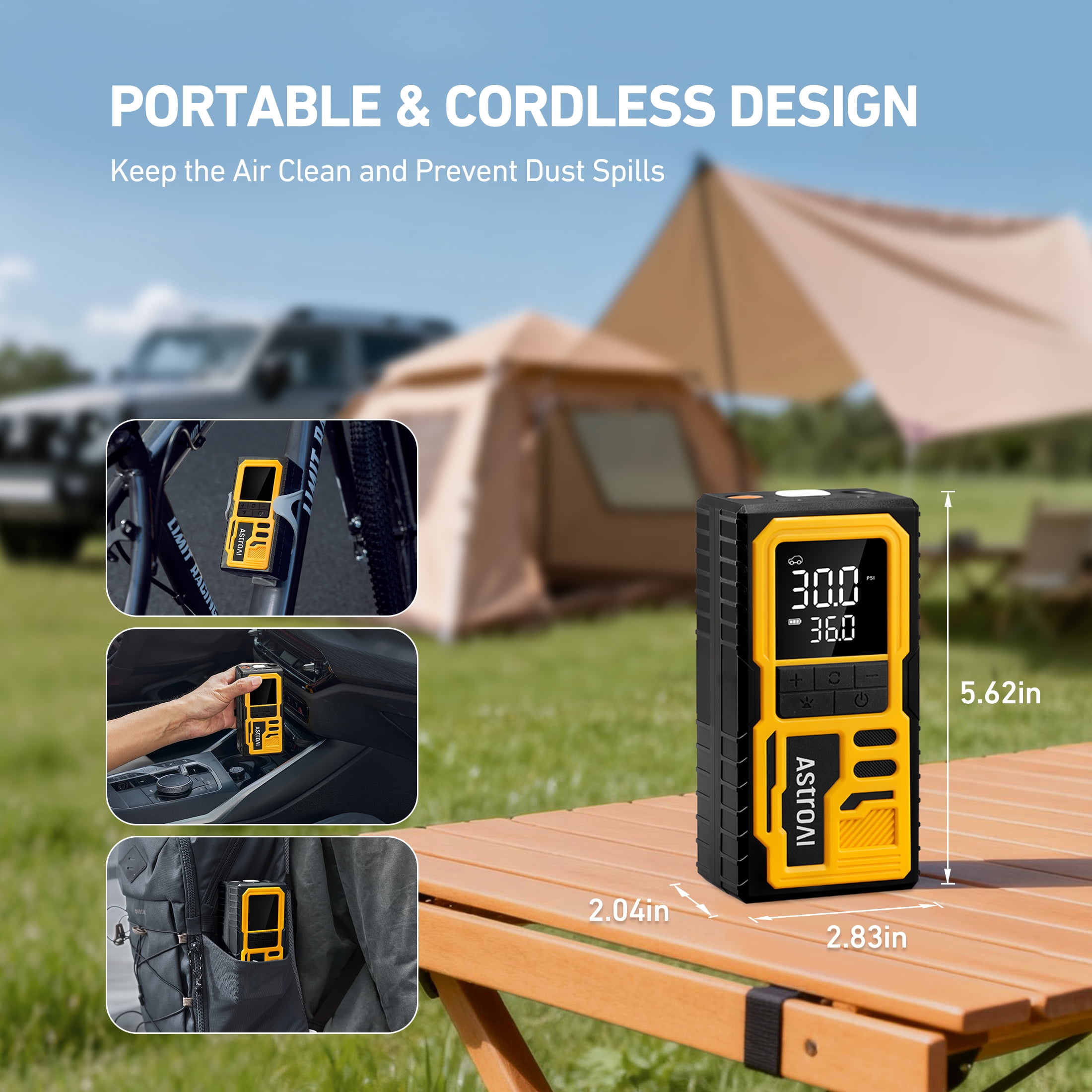 AstroAI Cordless Tire Inflator Portable Air Compressor, Air Pump for Car Tires, Bicycle, Motorcycle, 150PSI Rechargeable Compact Bike Tire Pump with LED Light & Digital Pressure Gauge, Gift for Dad