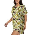 thumbnail image 2 of Fuzoiu Lilies Flowers Print Women's Short-Sleeved Pajama Set,Lounge Sleepwear Set,Womens Pajama Sets 2 Piece,Button-Up Top and Shorts with Pockets-4X-Large, 2 of 7