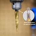 thumbnail image 2 of NEIKO 10605A Step Drill Bit, 6 Steps 3/16" to 1/2" Spiral High Speed Steel, Titanium Nitride Coated, 1/4" Quick Change Step Bits for Steel, Metal, Wood, Plastic, Unibit Cone Drill Bits, Two Flute, 2 of 7