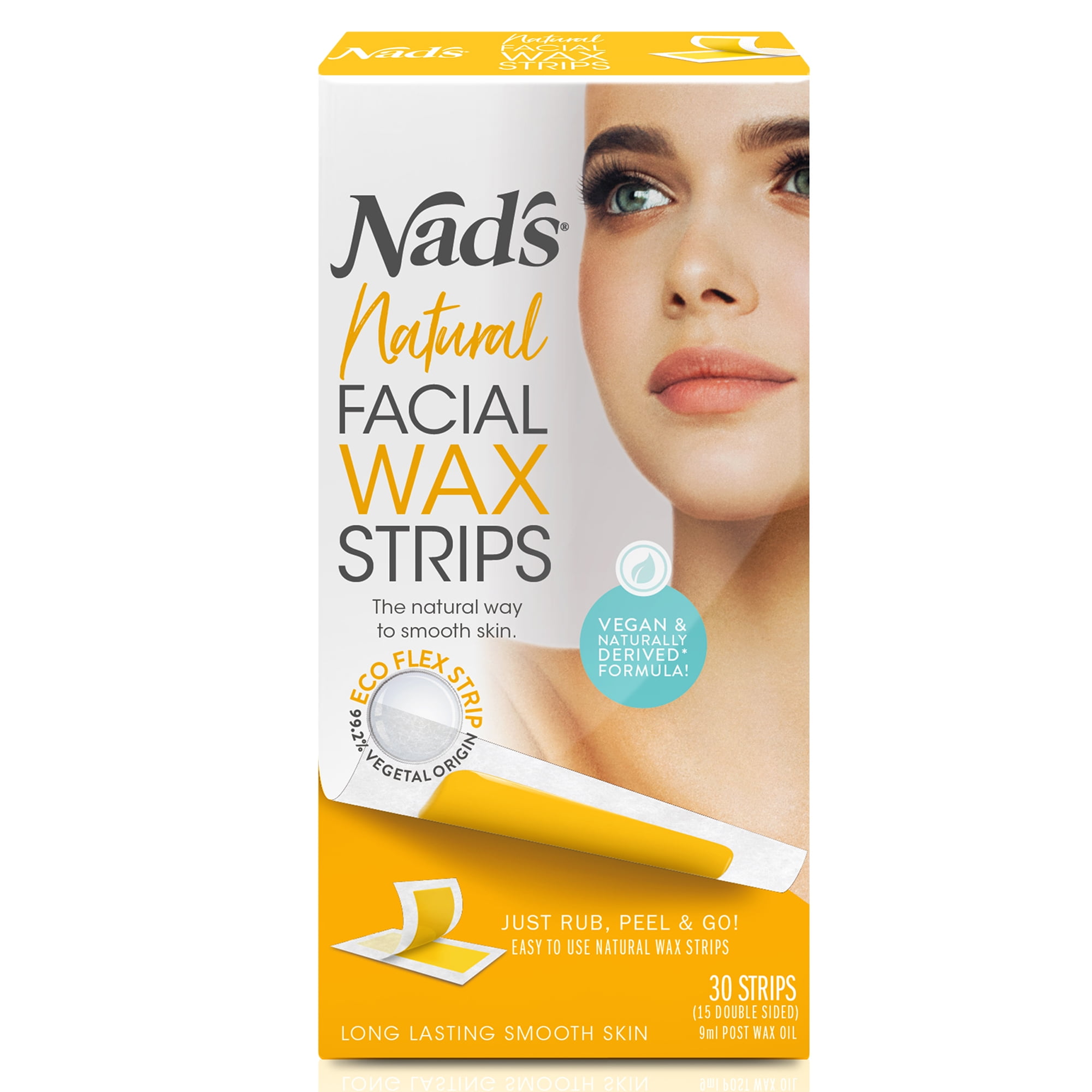 Nad's Natural Facial Wax Strips for Facial Hair Removal, 30ct 