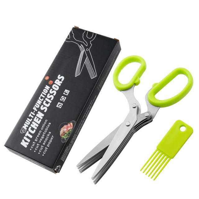 Scnor Chopped Onion Deals- Kitchen Chopped Green Scissors Multi-purpose Stainless Steel Five-layer Scissors Children's Supplementary Food Scissors Herb Vegetable Scissors