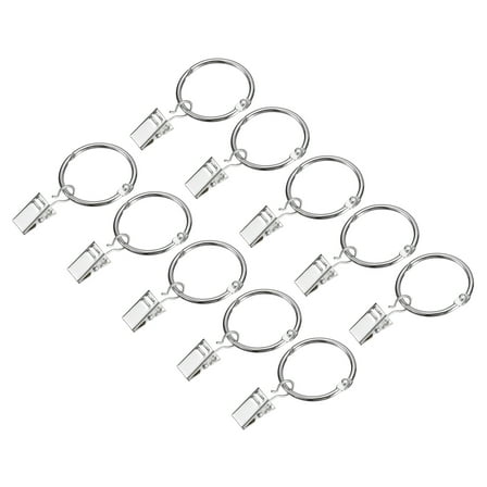 Uxcell Curtain Rings with Clips, 14pcs Drapery Curtain Clip Rings, 1 Inch Curtain Clip Rings Hooks (Silver)