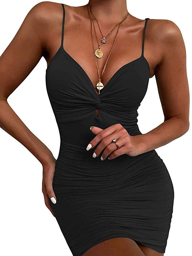 Women's Sexy Draped V Neck Bodycon 