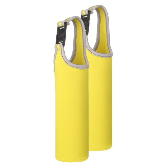 2pcs Neoprene Carrier Water Bottle Sleeve, 15.5-20oz Insulated Water Glass Bottle Carrier Bag Collapsible Drink Bottle Sleeve Cover Holder with Handle, Yellow
