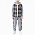 thumbnail image 6 of NOLDARES 4 Y 2Pcs Boys Clothes Sweatsuit Set Hoodie Flannel Plaid Shirt and Jogger Pants for Kids Fall Winter Spring Outfits, 6 of 8