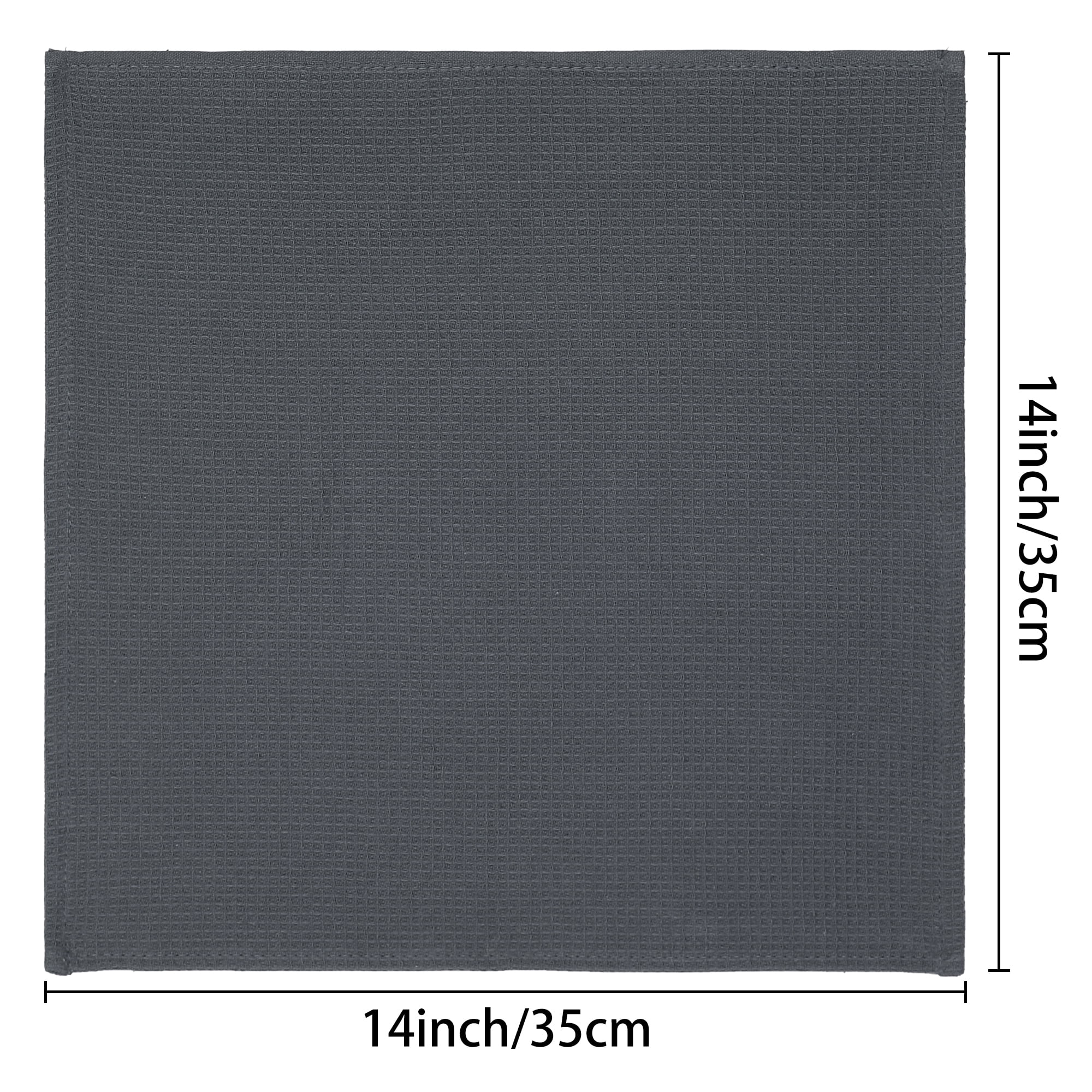 Unique Bargains 12 Pack Cotton Waffle Weave Cleaning Clothes Reusable Kitchen Towels Dark Grey/Light Grey 14" x 14"
