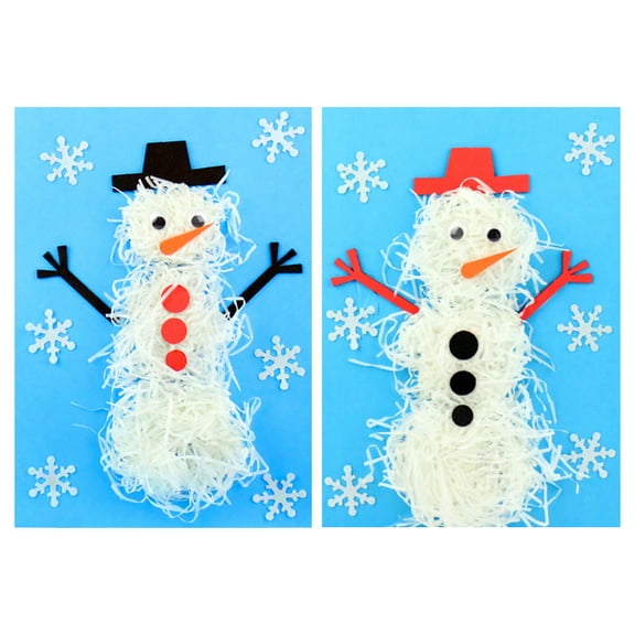 HONMEET Diy Snowman Crafts 2 Sets Assorted Color Paper Plastic Craft Making Decoration For Children Families