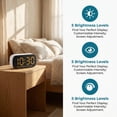 thumbnail image 4 of REGALWOVEN Dimmable LED Alarm Clock - 5-Level Brightness, Dual Alarms, Snooze Function, Fits Bedside Table White Housing and Yellow Light 5.1"L x 1.4"W x 2.4"H, 4 of 7