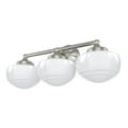 thumbnail image 2 of Hunter - Saddle Creek 3-light Brushed Nickel, Medium Size Vanity Light, Dimmable, Schoolhouse Style, for Bedrooms, Kitchens, Dining, Living Rooms - 19460, 2 of 6