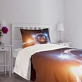 thumbnail image 3 of Ambesonne Space Cat Quilted Bedspread Set 2 Pcs, Sun Lunar Eclipse, Twin Size, Dark Blue Orange, 3 of 5
