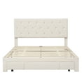 thumbnail image 6 of Tcbosik Velvet Storage Bed Queen Size Upholstered Platform Bed with a Big Drawer - Beige, 6 of 9