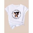 thumbnail image 3 of Happy International Women's Day Graphic Tee - Casual Crew Neck Short Sleeve T-Shirt for Women, White with Black Lettering & Female Portraits, Lightweight Polyester, Spring/Summer/Fall Wear, Ladies T, 3 of 7