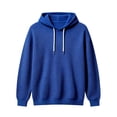 thumbnail image 3 of Men's Hoodie Waffle Knit Pullover Long Sleeve Casual Loose Fit Sweatshirt Hooded Tops with Pockets Fall Fashion Outfits(A01_Blue,XXXXXL), 3 of 3