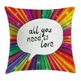 thumbnail image 1 of Colorful Decor Throw Pillow Cushion Cover, All You Need is Love Inspirational Quote Speech Bubble Hippie Retro Poster Print, Decorative Square Accent Pillow Case, 18 X 18 Inches, White, by Ambesonne, 1 of 2