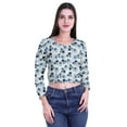 thumbnail image 1 of Moomaya Cropped Long Sleeve Tops For Women Printed Round Neck&nbsp;T Shirt Crop Top, 1 of 5