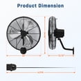 thumbnail image 4 of UrbanSync  20" Wall Mount Fan, 3-speed High Velocity Oscillating Industrial Wall Fan, Commercial or Residential for Warehouse, Greenhouse, Workshop, Patio, Basement, Black, ETL Listed, 4 of 6