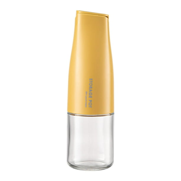 Dispensador automático de botellas de salsa de soja con tapas automáticas de 500 ml de vidrio para aceite y salsa Amarillo