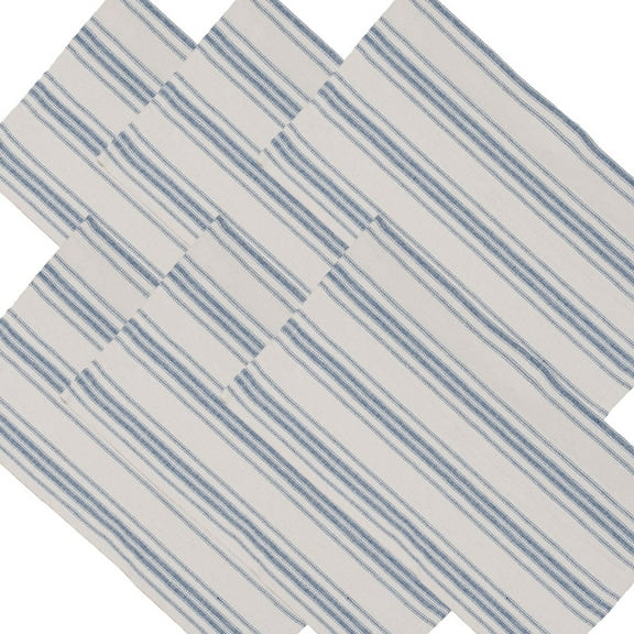 Grain Sack Stripe Colonial Blue Placemats - Set of 6 - Home Collections by Raghu