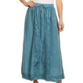 thumbnail image 1 of Sakkas Indra Thin Lightweight Summer Bohemian Skirt With Detailed Lace Embroidery - Steel Blue - One Size Regular, 1 of 5