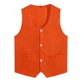 thumbnail image 3 of zdhoor Kids Volunteer Activities Vest Solid Color Button Down Waistcoat Boys Girls Waiter Bartender Top Orange S/10, 3 of 5