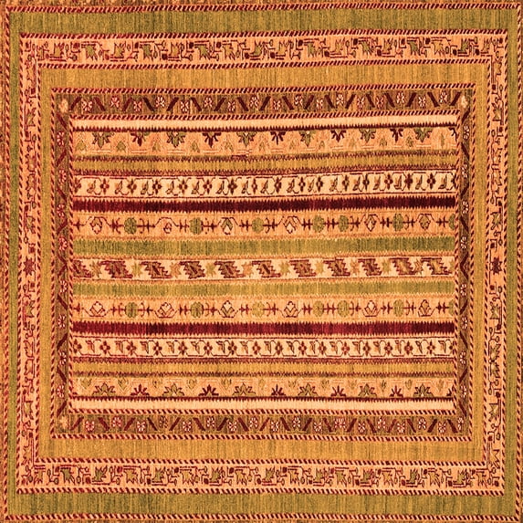 Ahgly Company Indoor Square Abstract Orange Modern Area Rugs, 7' Square