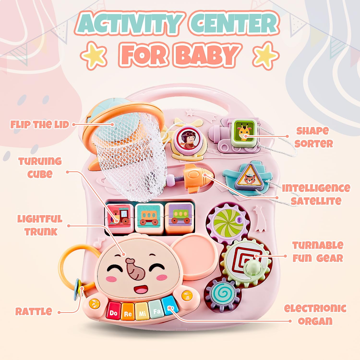 Eotvia Baby Walkers for Girls,3 in 1 Push Toys Pink Baby Walker Toy for Babies Learn to Walk 6-18Mos