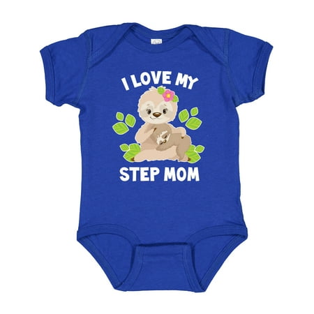

Inktastic Cute Sloth I Love My Step Mom with Green Leaves Gift Baby Boy or Baby Girl Bodysuit