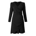 thumbnail image 5 of Maean Women V Neck Dress Long Sleeve Mini Dresses Ruched Slim Pullover Fall Winter Short Dress, 5 of 6