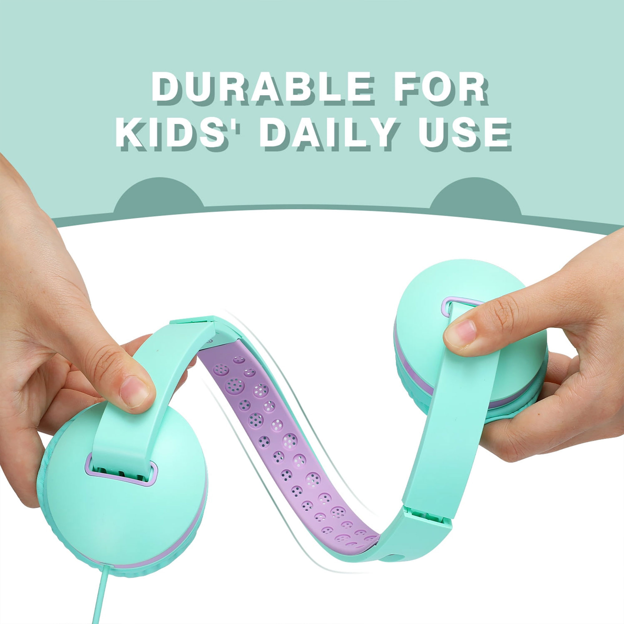 Seenda Kids On-Ear Headphones with Microphone, Green photo 5