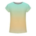 thumbnail image 4 of USSUMA Womens Summer Tops and Blouses Trendy Round Neck Ombre Gradient T-Shirts for Women Dressy Casual Short Sleeve Cute Tie Dye Basic Shirt Tunics Plus Beach, 4 of 5