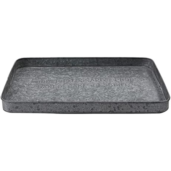 Rectangular Galvanized Metal Tray Vintage Bathroom Storage Home Decorative Centerpiece Table,Farmhouse Look Rustic Accessories