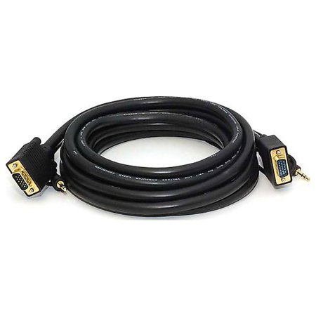 UPC: 0844660033394 | Monoprice 15  CL2 Gold Plated Super VGA Male to Male Cable With Stereo Audio Black 103339