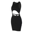 thumbnail image 2 of VISgogo Vestido Ajustado de Verano para Mujer, Color Sólido Ahuecado Cuello Redondo Sin Mangas Espalda Abierta de Una Pieza para Damas, Negro VISgogo  moda, 2 of 8