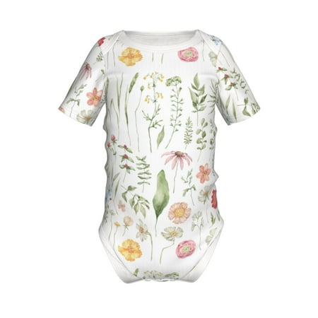 

Yiaed Wildflower Watercolor 2 Print Infant Climbing Short Sleeve Onesie One-Piece Baby Bodysuit Clothes 0-12 Months -9M